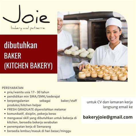 Lowongan Kerja Baker Kitchen Bakery Di Joie Bakery Semarang