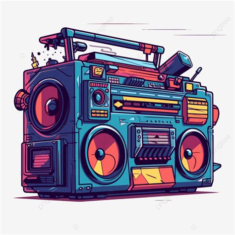 80s Boombox Sticker Clipart Boombox Colorful Retro Retro Style Vector