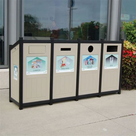 Promenade Slant Top Ps Cleanriver Outdoor Recycling Bins Recycling Recycling Containers