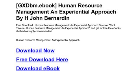 Human Resource Management An Experiential Approach Doc Google Docs