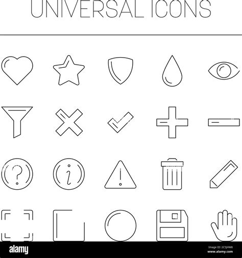 Universal symbols set - basic icons. Simple thin line vector icon set ...