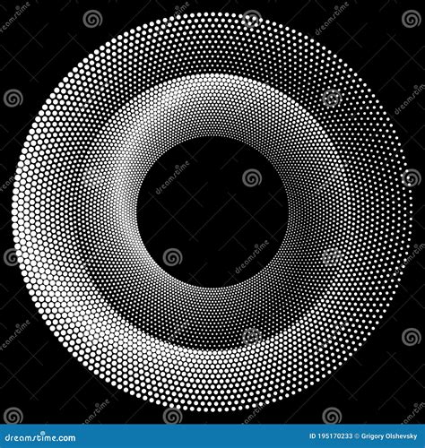 Dotted Halftone Vector Spiral Pattern Or Texture With Ellipses Stock