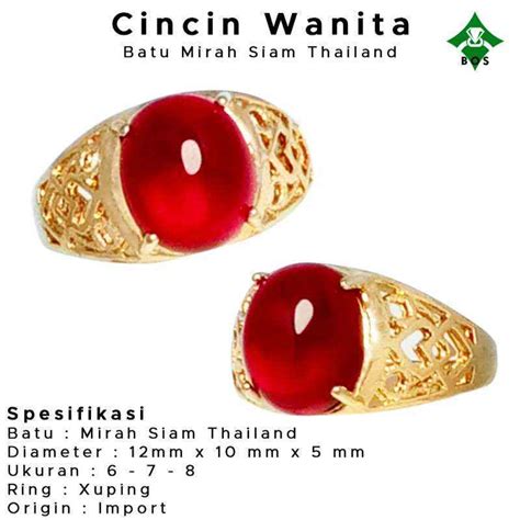 Promo Bos Cincin Wanita Batu Akik Mirah Siam Emas Xuping Asli Merah