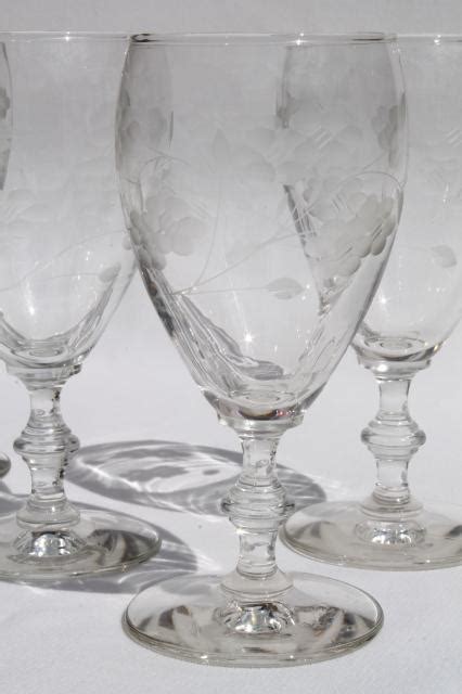 Vintage Libbey Rock Sharpe Georgian Water Glasses Wheel Grey Cut