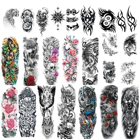 Buy Kotbs 24 Sheets Temporary Tattoo Sleeves Full Arm Sleeve Tattoos