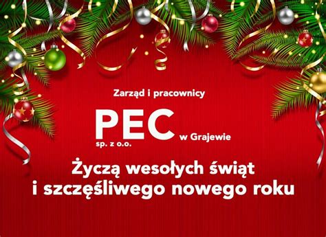 Życzenia bożonarodzeniowe 2022 PEC Grajewo