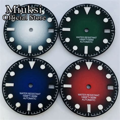 Miuksi Mm Black Blue Green Watch Dial Fit Nh Movement Fit O Clock