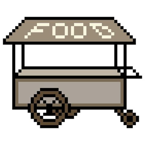 Premium Vector Street Food Cart Pixel Art Isolated On White