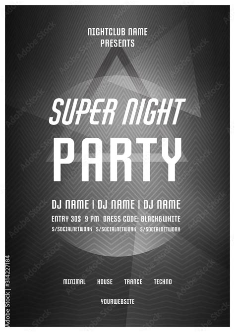 Party Posterabstract Black And White Backgroundfestive Vector Flyer