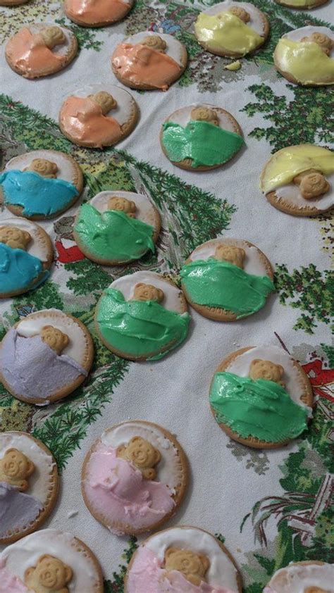 Tiny Teddys In Bed Royal Icing Teddy Biscuits On A Bed Of Arrowroot