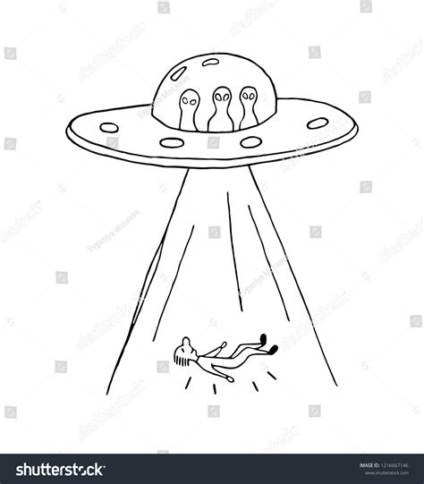 Ufo Abduction Human Flying Saucer Vector Stock Vector Royalty Free