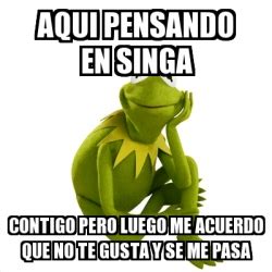 Meme Kermit The Frog Aqui Pensando En Singa Contigo Pero Luego Me