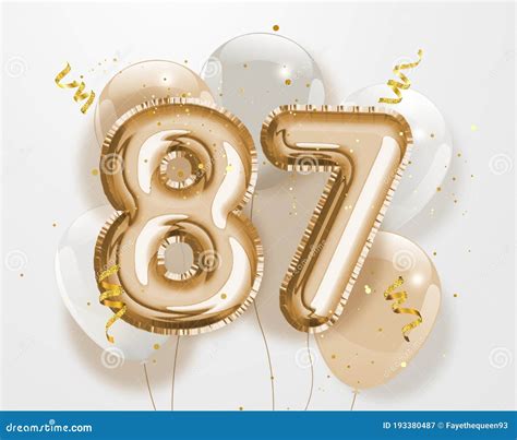 Happy 87th Birthday Balloons Greeting Card Background Cartoon Vector