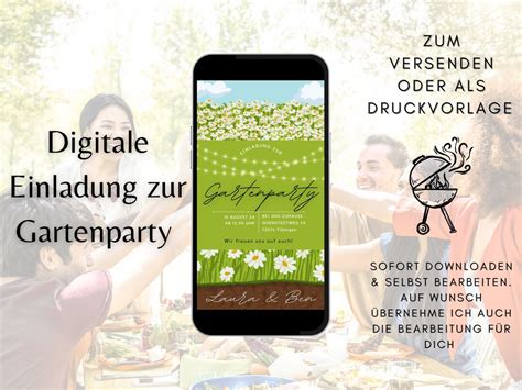 Digitale Einladung Gartenparty Karte Garten Ecard Etsy