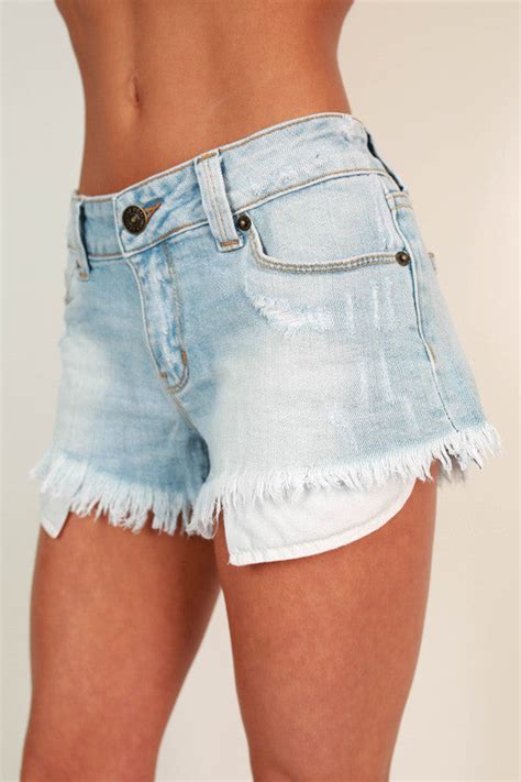 Miss Perfect Denim Shorts In Light Wash • Impressions Online Boutique