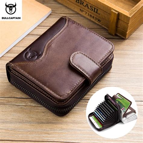 BULLCAPTAIN Men S Genuine Leather Wallet Multi Functional Multi Card