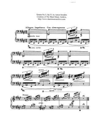 Piano Sonata No.5, Op.53 - Scriabin Free Piano Sheet Music PDF