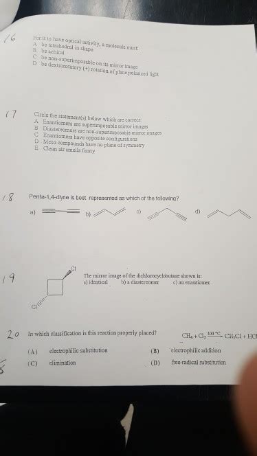 Solved For I To Have Optical Autivity S Molecule Must A Bo Chegg