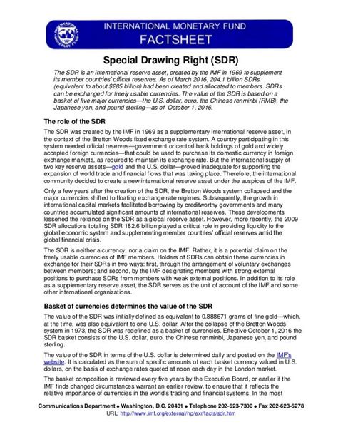 FACTSHEET - IMF SDR - Special Drawing Rights