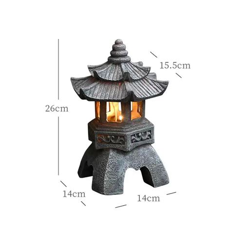 Garden Decoration Zen Ornaments Solar Powered Tower Chinese Statue