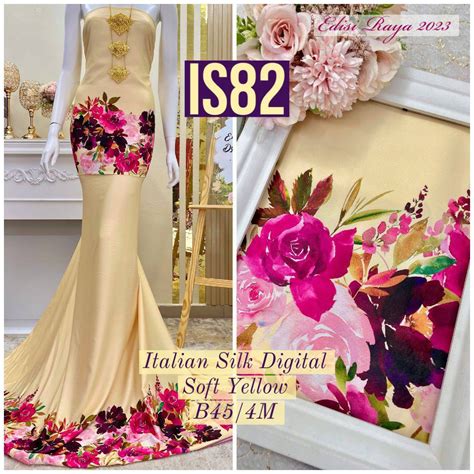 Kain Pasang Italian Silk Inkjet Digital Dy Majestic Kain Ela Satin