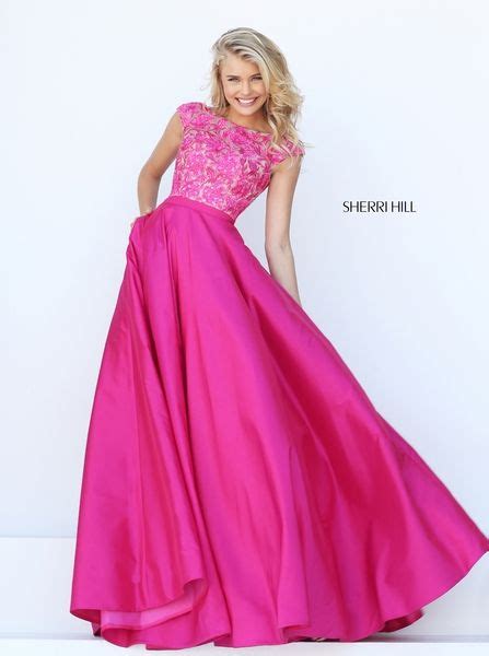 Style 50346 Sherri Hill Prom Dresses Cap Sleeve Prom Dress Pink