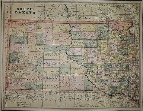 Old Antique 1895 Atlas Map ~ SOUTH DAKOTA ~ Vintage Original ~ Free S&H ...