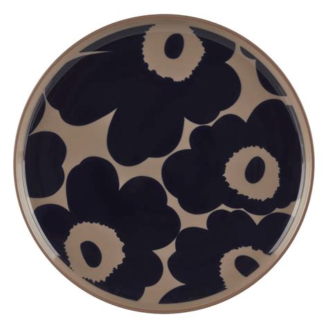 Marimekko Oiva Unikko Plate 20 Cm Terra Dark Blue Pre Used