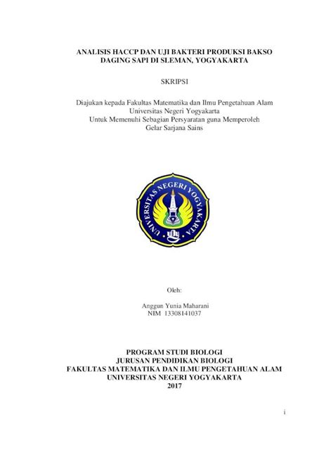 Pdf Analisis Haccp Dan Uji Bakteri Produksi Bakso Eprints Uny Ac Id