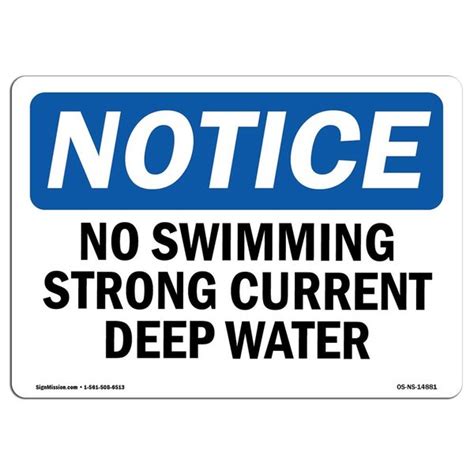 Signmission Safety Sign Osha Notice Height No Swimming Strong