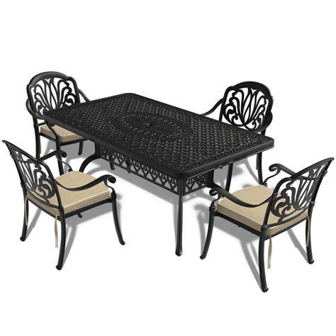 Willit Isabella 5 Piece Cast Aluminum Outdoor Dining Set With 689 In X 3543 In Rectangular