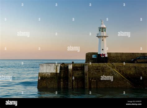 Mevagissey Harbour Lighthouse, Mevagissey, Cornwall, UK Stock Photo - Alamy