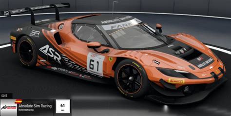 Pitskill Io ASR Ferrari296 GT3 B22R Livery For ACC