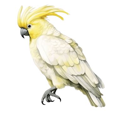 Watercolor Sulphur Crested Cockatoo Bird Illustration Cockatoo Bird