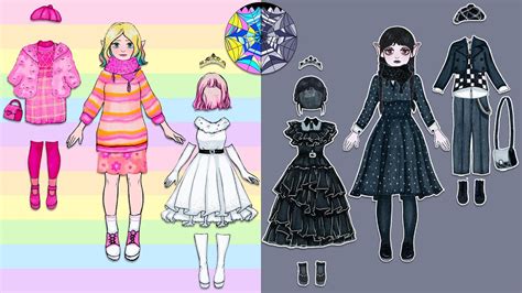 Paper Doll Dress Up Wednesday Enid Modern Outfit Collections