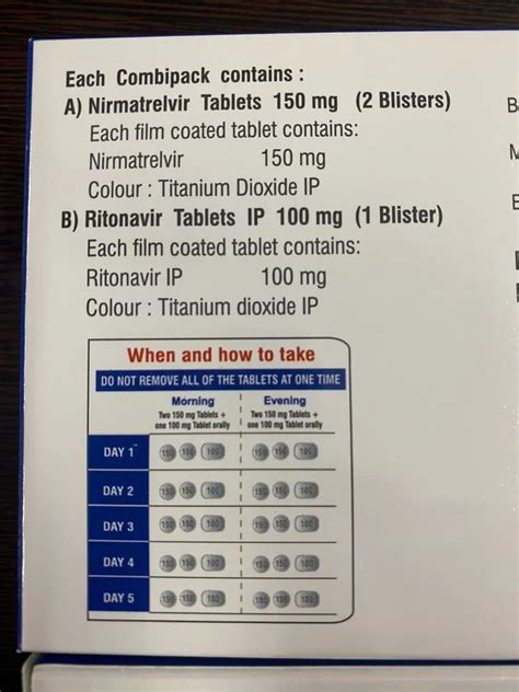 Paxista Paxlovid Generic Nirmatrelvir 150 Mg And Ritonavir 100 Mg