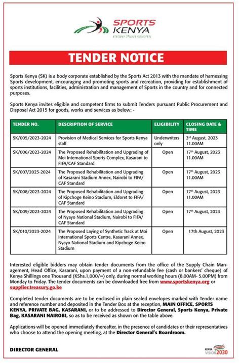 Ministry Of Youth Affairs The Arts Sports On Twitter TENDER NOTICE