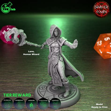 Human Wizard Miniature Male Or Female Diabolic Coven Tpk Labs Dandd 5e