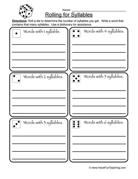 Syllable Worksheets | Have Fun Teaching