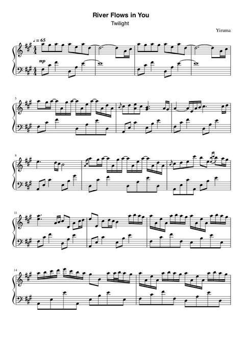 Piano Music Sheets River Flows In You From Twilight Yiruma Piano