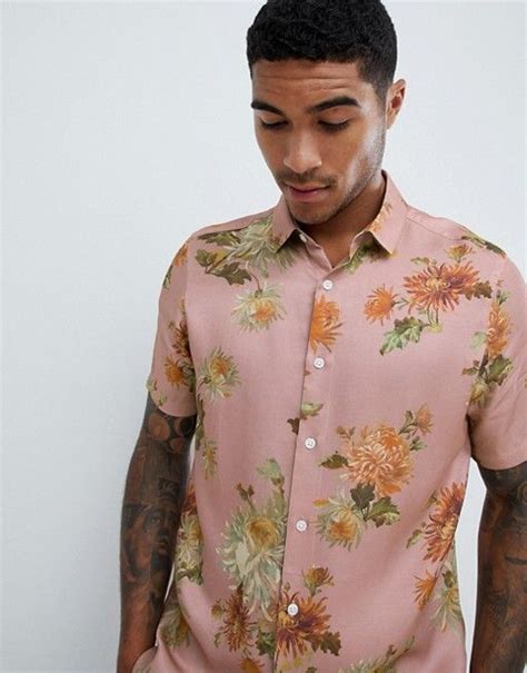 Asos Design Asos Design Regular Fit Floral Shirt In Pink Floral