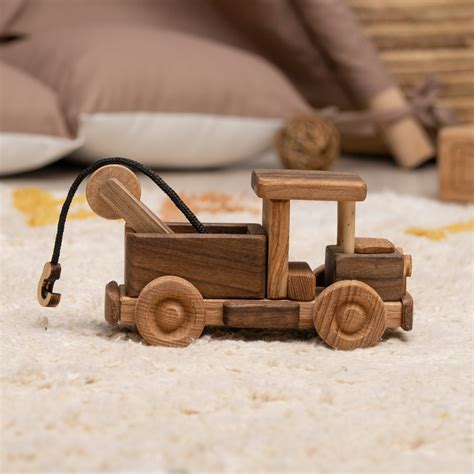 Tow Truck Toy, Handcrafted Toys, Sensory Toys for Toddlers, Baby ...