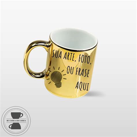 Caneca Personalizada Dourada Cromada Elo Produtos Especiais