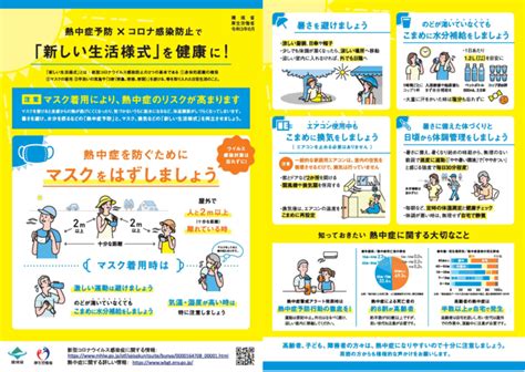 熱中症から身を守ろう！新型コロナ禍における熱中症予防行動（リーフレット／厚生労働省） 健康ひょうご21県民運動ポータルサイト