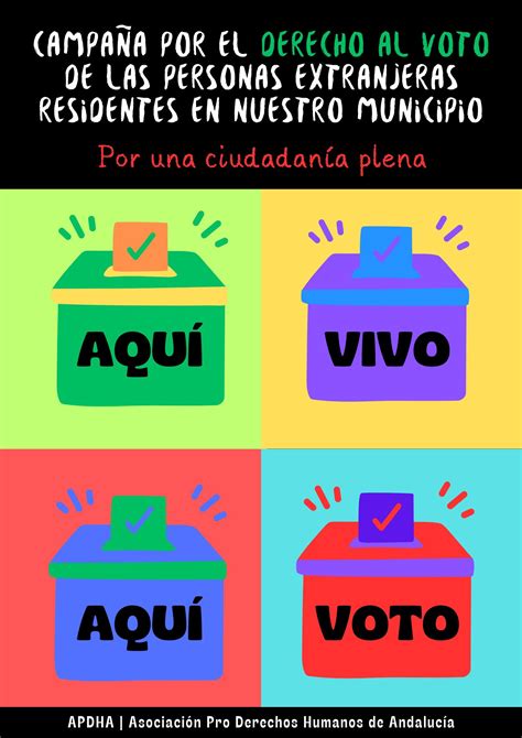 Campaña Aquí Vivo Aquí Voto Elecciones Municipales 2023 Apdha Asociación Pro Derechos