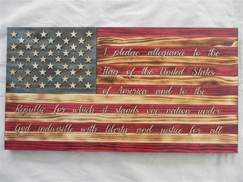 Wooden American Flag Pledge Of Allegiance Or Support Our Etsy