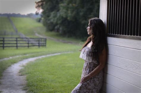 Woman In A Barn Stock Photo Image Of Sunset Serious 29370672