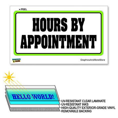 Hours By Appointment 12 In X 6 In Laminated Sign Window Business