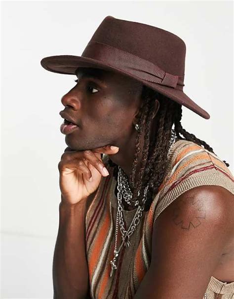 Asos Design Wool Fedora Hat With Size Adjuster And Band In Burgundy Asos