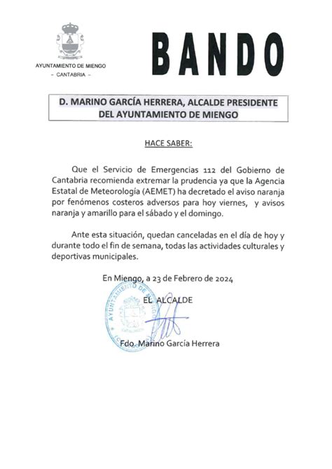 Cancelaci N Actividades Culturales Y Deportivas Por Alerta